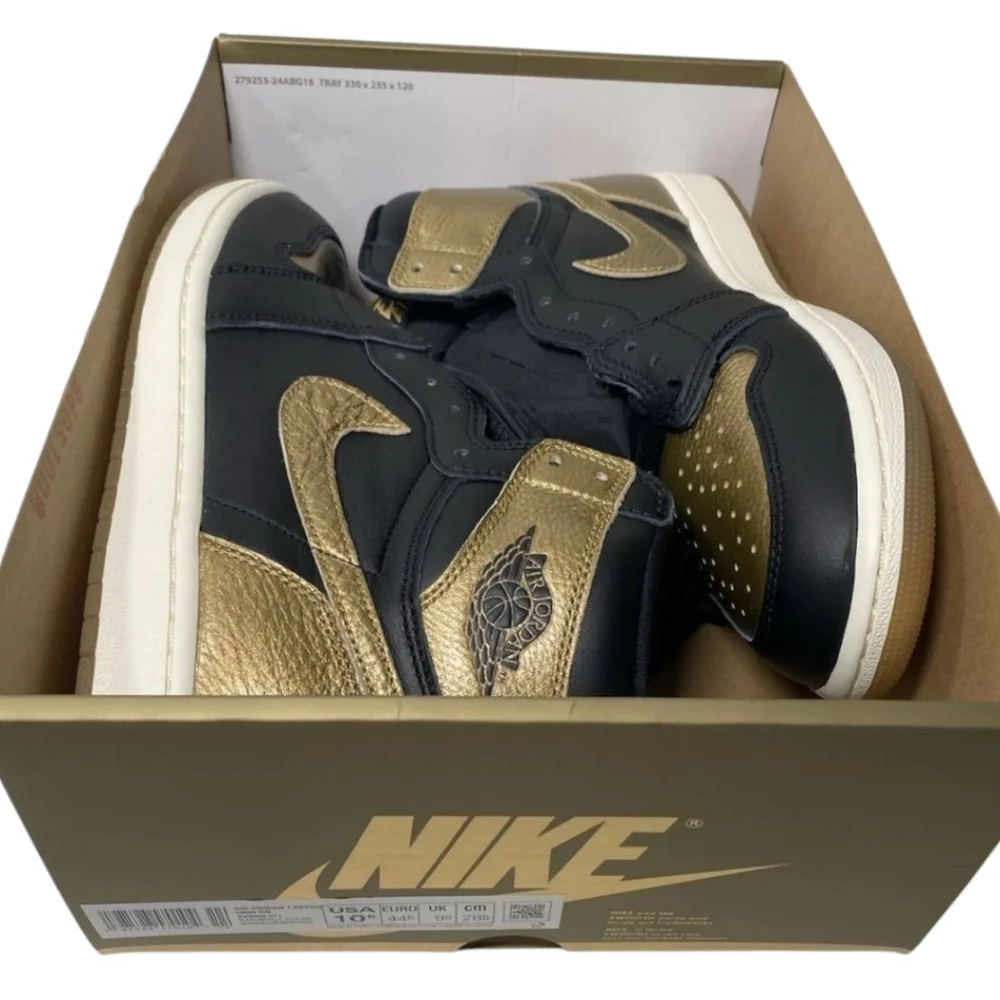 Jordan 1 Retro High OG Sneakers Black/Metallic Gold-Sail (DZ5485 071) 10.5